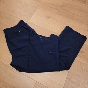 Jaanuu Scrub Set Womens L Top XL Pants Navy Blue